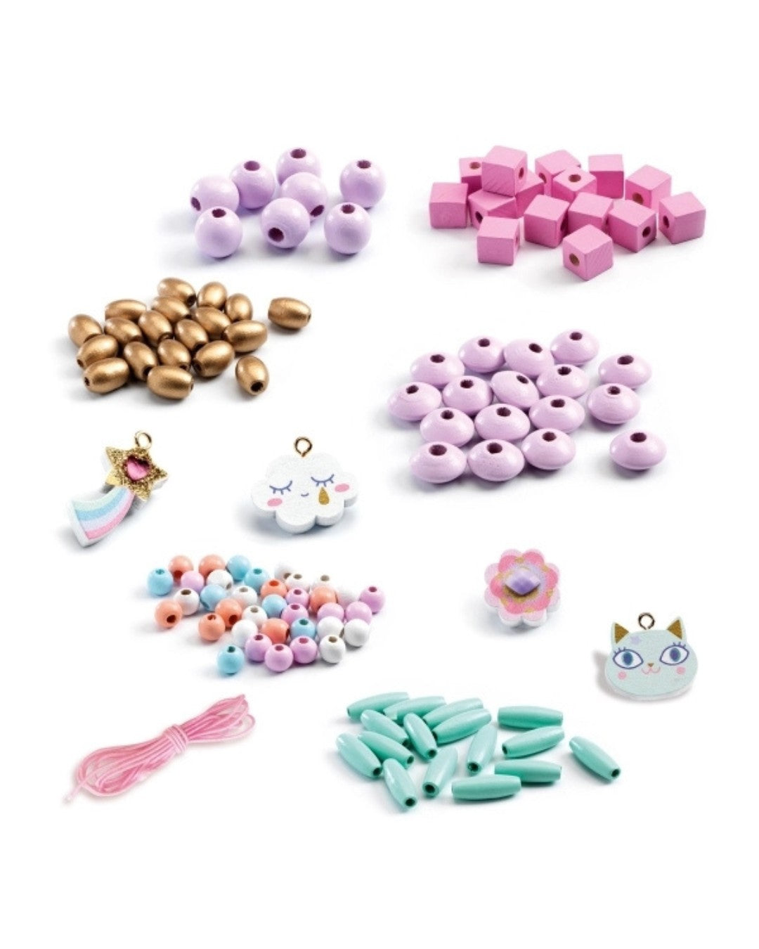 Schmuck basteln: Holzperlen Regenbogen