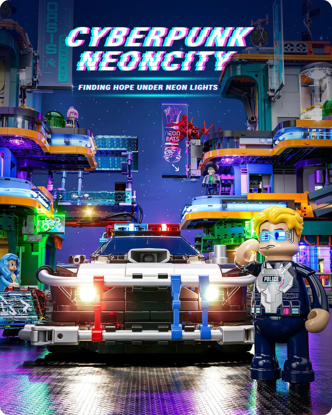 Cyberpunk Police Patrol Car - Neon-Streifenwagen