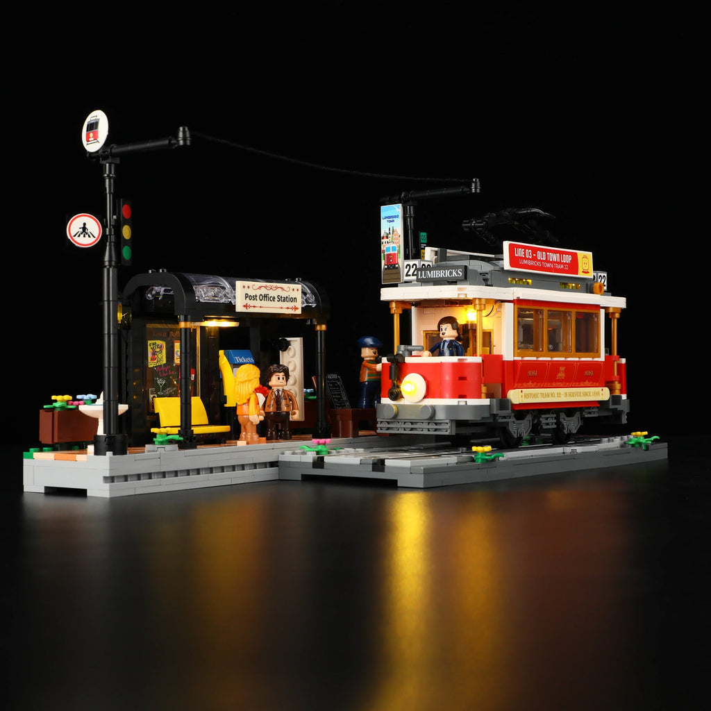 Lumibricks Historische Straßenbahn und Bahnhof mit Beleuchtung (1274 Teile)