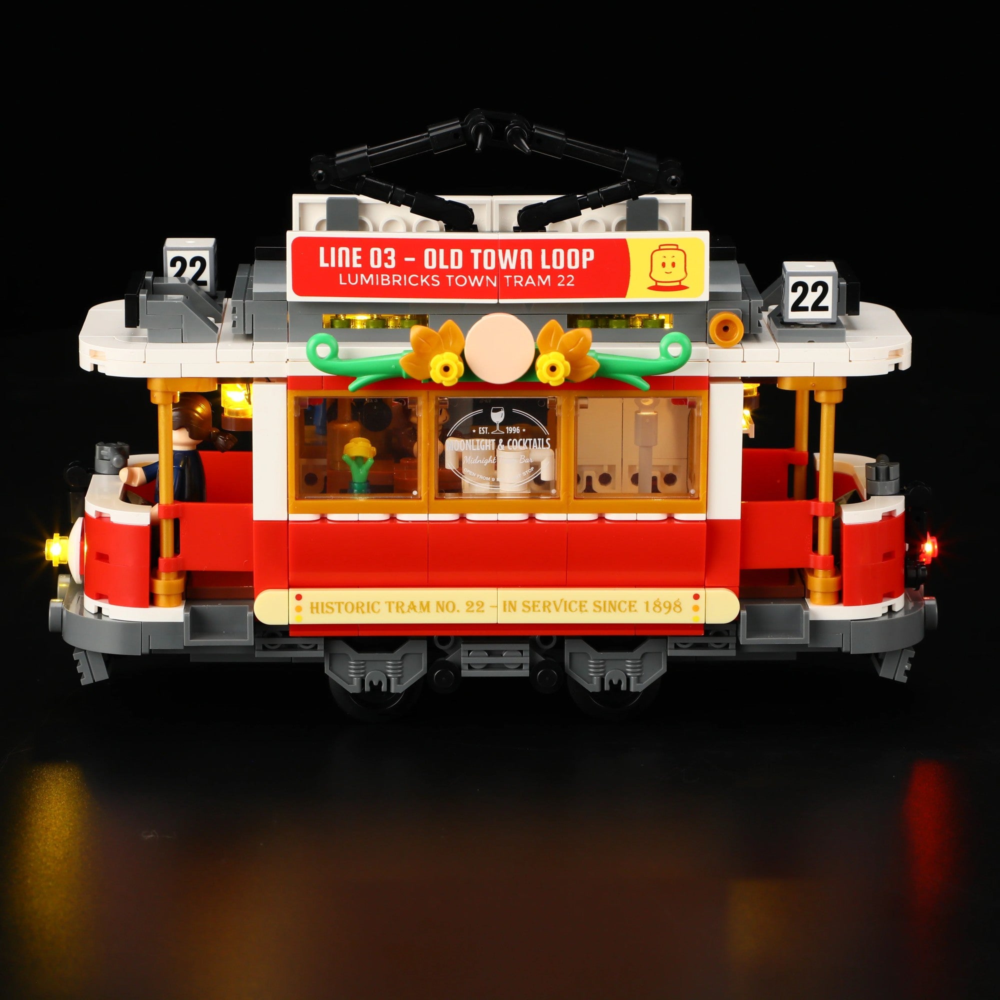 Lumibricks Historische Straßenbahn und Bahnhof mit Beleuchtung (1274 Teile)